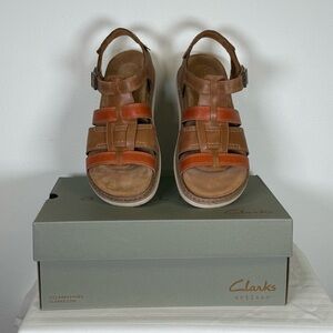 New! Clarks Artisan ‘Arwell Sun’ Combo Leather Sandals Women’s Size 9.5 Medium